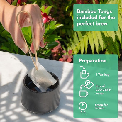 Vital Bloom 120 Tea Bags Moringa Tea, 100% Natural Moringa Leaves Herbal Tea, Supporting Digestion & Immune System - Bleach Free Tea Bags, Non-GMO (Free Bamboo Tongs Included)