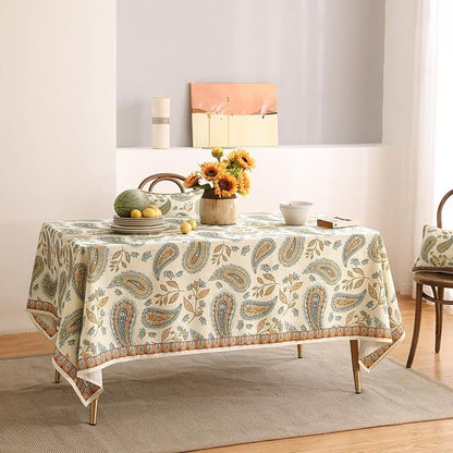 patdrea Designer Vintage French Rectangle Table Cloth,Italian Floral Wrinkle Free Farmhouse Tablecloth,Decor Table Cover for Kitchen Dining,Christmas,Tea Party,Thanksgiving,55"x71"-Lysaniya