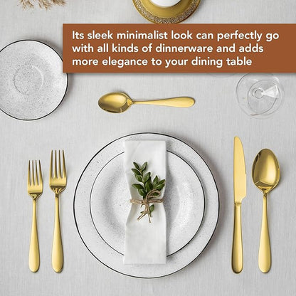 40 Piece Gold Silverware Set Service for 8, EIUBUIE Premium Stainless Steel Gold flatware Cutlery Sets, Mirror Polished Modern Kitchen Eating Utensils Sets Include Spoons Forks Knives