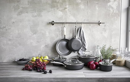 GreenPan Chatham Hard Anodized Healthy Ceramic Nonstick 10 Piece Cookware Pots and Pans Set, Frying Pan Skillets, Saucepans, Saute Pan, Stockpot, Lids, PFAS-Free, Dishwasher & Oven Safe, Gray