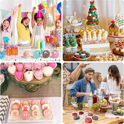 MGWOTH Chocolate Covered Mold Set: 3PCS Silicone Cookie Mold with 50 Clear Treat Boxes, Round Baking Mold for Oreos,Candy, Rice Crispy, Mini Cake, Individually Wrapped Cakesicle Party Favor Packaging
