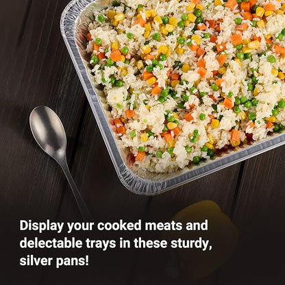 Aluminum Pans Half Size, 9X13, Extra Heavy Duty Disposable Foil Pans For Baking (100 Pack) Roasting & Chafing, Bulk Quantity for Caterers, Restaurants & Hotels For Buffets, Steam Table & Food Prepping