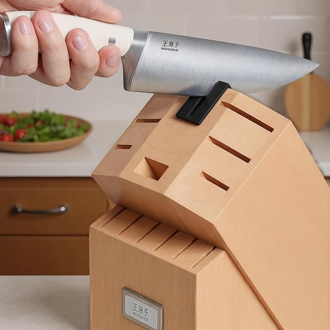 Newly Updated Premium Chef Knife Set High Carbon Stainless Steel Sharp Blade Ergonomic Rivets Handle Knife Block Set Hundreds of Years of Masterful Craftmanship(Ivory,15PCS)