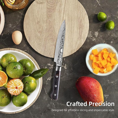 FINDKING Paring Knife 5 Inch, Damascus Small Kitchen Utility Knife for Fruit, Prep & Travel Use (Raven Series)