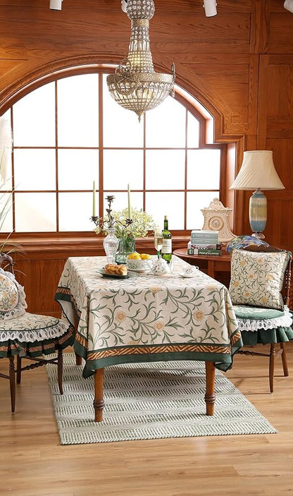 patdrea Designer French Linen Table Cloth for Rectangle Table,Vintage Fall Decorative Tablecloth,Floral Decoration Cover for Kitchen Dining Christmas,Tea Party,Thanksgiving,55"x71"-Littledaisy