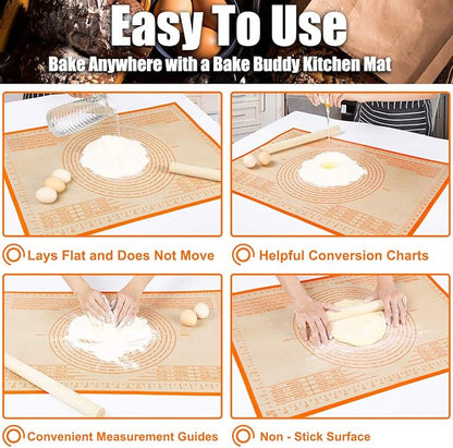 Silicone Pastry Mat 34'' By 26'' Extra Large Baking Mat with Measurements for Dough Rolling, Kneading Board, Kitchen Counter Mats, Perfect for Dough, Fondant, Pie Crust, Cookies, Bread, Pasta, Pizza