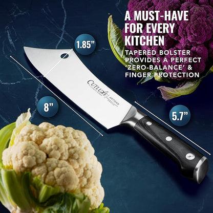 Cutluxe Cleaver Chef Knife – 8" Meat Cleaver Butcher Knife – German Steel Blade, Full Tang, Ergonomic Handle Design – Artisan Series