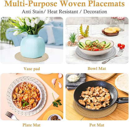 Billbotk 8" Trivets for Hot Dishes, Hot pots and Pans, 6 Heat Resistant Hot Pads, Pot Holders for Kitchen, Hot Plate Mats for Table, Kitchen Decor for Counter, Home Essentials, Farmhouse(Boho)