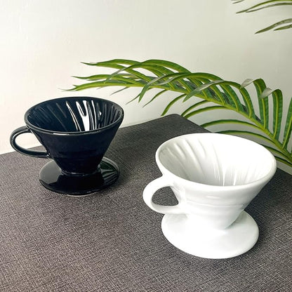 Pour Over Coffee Maker, Single Cup Coffee Dripper, Manual Porcelain Slow Brewing Accessories for Travel, Camping, Office, Home, Cafe, Coffee Gifts (White, Large,2-4Cups)