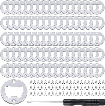 moonoom 80Set DIY Bottle Opener Insert Kits, 80 Rustproof Metal Bottle Opener Inserts + 160 Screws + Screwdriver, Silver 80