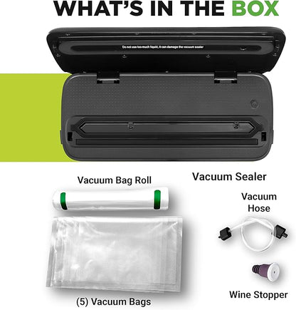NutriChef Vacuum Sealer Machine – Compact Silver Vacuum Sealing System with Dry & Moist Modes, LED Indicators, Starter Kit & Extra Bags – Ideal for Food Preservation, Meal Prep & Sous Vide Cooking