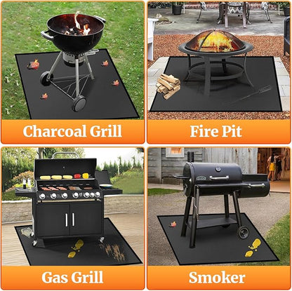 48" Square Fire Pit Mat/Under Grill Mat Fireproof Waterproof Oil-Proof, 4 Layers Fireproof Mat Fireplace Mat BBQ Grill Pads Protect Mat for Deck,Patio,Outdoor Charcoal,Smokers,Wood Floor,Gas Grills