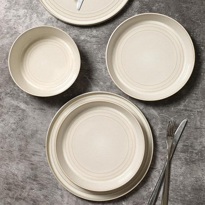 Stone Lain Claire 12-Piece Dinnerware Set Stoneware, Plates and Bowls Set, Dishwasher and Microwave Safe, Dish Set for 4, White