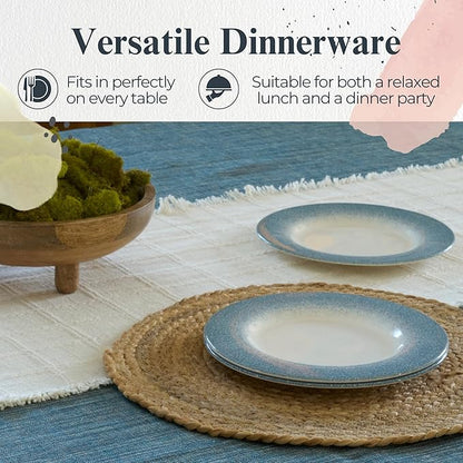 Portmeirion Potter's Mist Dinner Plate (Set of 4) - 8-Inch Stackable Earthenware Plates - Microwave & Dishwasher Safe, Handcrafted Dinnerware for Casual & Formal Table Settings (Blue Mist)
