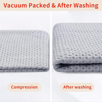 Homaxy 100% Cotton Waffle Weave Kitchen Dish Towels, Ultra Soft Absorbent Quick Drying Cleaning Towel, 13 x 28 Inches, 4-Pack, Light Gray