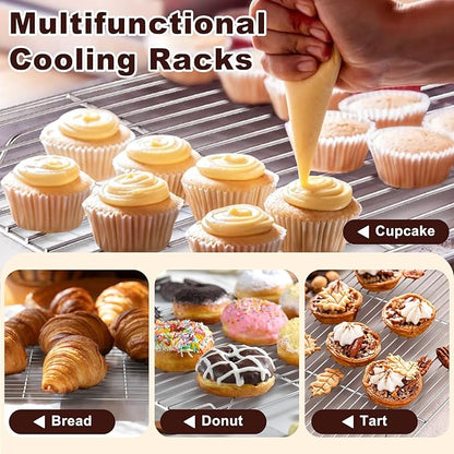 TeamFar Baking Sheet with Rack Set (3 Pans + 3 Racks), 17.6/12.5/10.5 Inch Stainless Steel Cookie Sheet Baking Pans Tray and Cooling Racks for Cooking Roasting, Non-Toxic & Heavy Duty, Dishwasher Safe