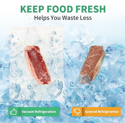 VanruVida Vacuum Sealer Bags for Food,5” x 8”,6” x 10”,10” x 14”,60 Count,Commercial Grade Textured Pre-Cut Seal Bags,BPA Free Food Storage Bags for Freezer, Meal Prep, or Sous Vide