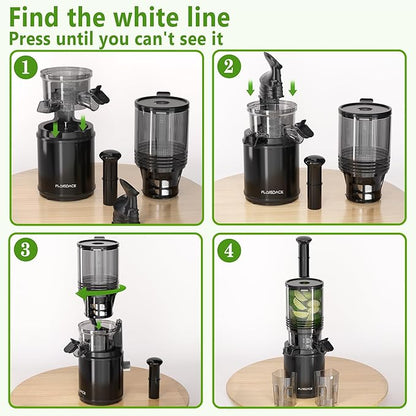 Cold Press Juicer – 6.5" Extra Large Feed Chute Fit Hands-Free Electric Masticating Juicer Machine, 350W Slow Masticating Juicer Machine for Whole Fruit and Vegetables – Easy Cleanup & Assembly