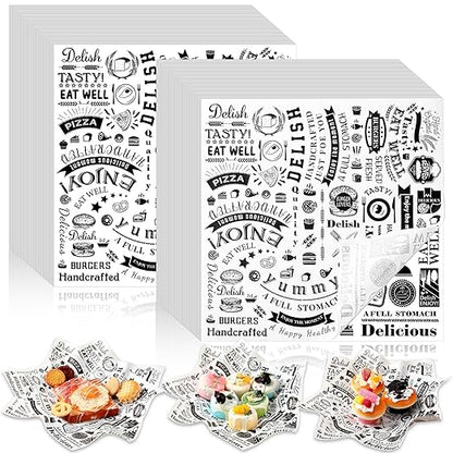 Outus 3000 Pcs 12 x 12 Inch Deli Wax Paper Sheets Grease Resistant Tray Basket Liners Newsprint Paper Water and Grease Proof Sandwich Wrapping Square Hot Dog Wrappers for Food Baking (White)