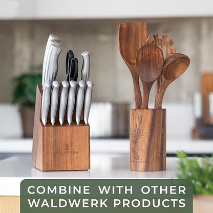 WALDWERK Knife Set - 11pcs Kitchen Knife Set with Block and Integrated Sharpener - Kitchen Knife Set - Knife Block Set - Kitchen Knifes - Knives Set for Kitchen