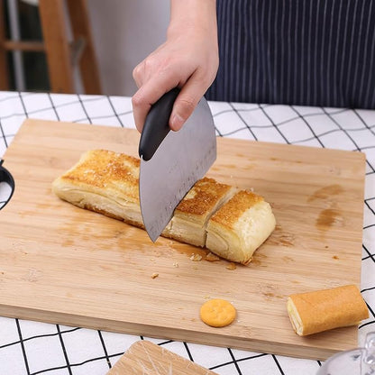 1 pcs Dough Pastry Scraper Chopper/Stainless Steel Dough Scraper Cutter with Ergonomic Rubber Non-Slip Grip/Dough Scraper Cutter/Pro Pastry Pizza Cutter Chopper (Black)