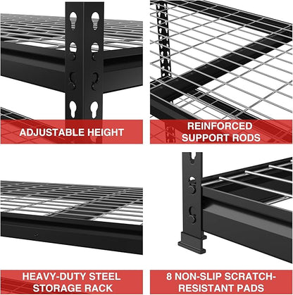 WORKPRO 5-Tier Heavy Duty Metal Shelving Unit, 48”W x 24”D x 72”H, Adjustable Storage Rack, 4000 lbs Total Load Capacity, Ideal for Garage, Basement, Warehouse, Workshop