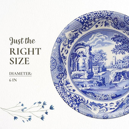 Spode Blue Italian Ascot Cereal Bowl Set of 4-8-Inch Earthenware Bowls with Oriental Design, Dishwasher & Microwave Safe Tableware for Breakfast, Soup, Rice, Dessert - Blue & White Dinnerware