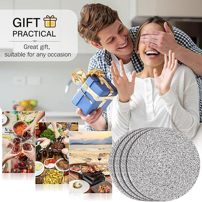 ME.FAN 7 Inch Trivets/Potholders 4 Set Cotton Thread Weave Trivets for Pots and Pans - Large Coasters/Hot Pads to Protect Desktop & Countertop - Mix Deep Coffee