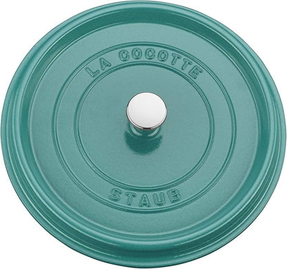 STAUB Cast Iron Round Cocotte, Dutch Oven, 4-quart, serves 3-4, Made in France, Turquoise