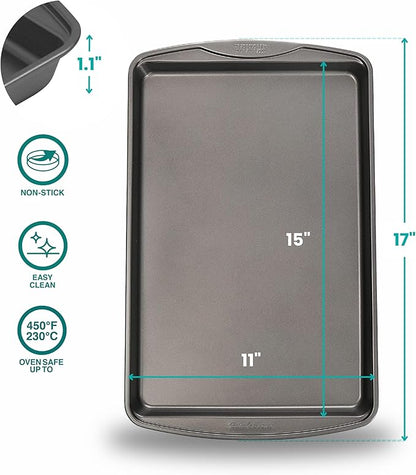 Baker's Secret Nonstick Cookie Sheet 15in baking area, Baking Tray for Oven Premium Food-Grade Coating, Non-stick Cookie Sheets, Baking Accessories - The Classic Collection (1x Medium 15" x 11")