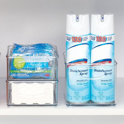 iDesign Stackable Pantry Bins with Handles, 2 Small Bins and 1 Medium Bin, 3 Pack, Clear, Made in USA