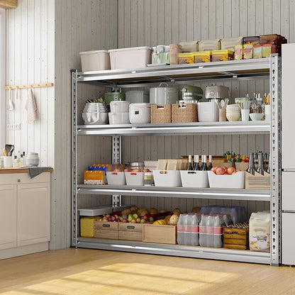 REIBII Garage Shelving, 4 Tier Storage Shelves Load 2000LBS, Adjustable Garage Shelving Heavy Duty, Metal Shelves Unit for Basement, Warehouse, 48" W x 60" H x 18" D, Galvanized