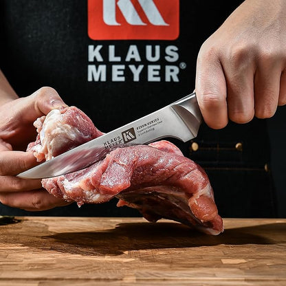 Klaus Meyer 13-Piece Kitchen Knife Set With Block, High Carbon Stainless Steel and Non-Slip Handles. Rust Proof And Dishwasher Safe Cutlery