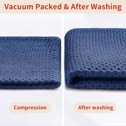 Homaxy 100% Cotton Waffle Weave Kitchen Dish Cloths, Ultra Soft Absorbent Quick Drying Dish Towels, 12 x 12 Inches, 12-Pack, Navy Blue