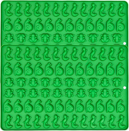 2 Pack Mini Silicone Molds Frog, Lizard, Snails Gummy Molds for Chocolate, Fondant, Candy, Biscuits, Cookie, Jelly and Dog Training Commands Concept(Snail/Frog/Lizard)