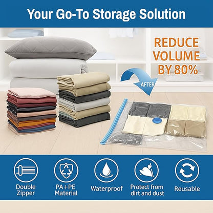 Hanging Vacuum Storage Bags for Clothes & Coats – 8 Pack (4 Small & 4 Large) Vacuum Seal Garment Bags for Hanging Storage – Space Saving Compression Bags for Clothing, Jackets – Transparent