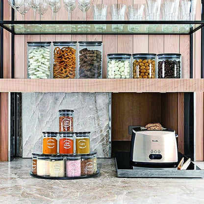 Urban Green Glass Jars with Airtight Black Lids, Food Storage Container with Airtight Lids, Glass Canisters Sets, Kitchen Food Storage Containers (6 Sets of 20oz)