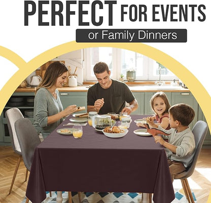 Exquisite 66% Thicker Premium Plastic Table Cloth Rectangle Table Cover 0.5 Mil 12 Pack Brown Table Cloth 54 Inch x 108 Inch Disposable Tablecloth Won't Tear Easily Like Cheap Thin Brands