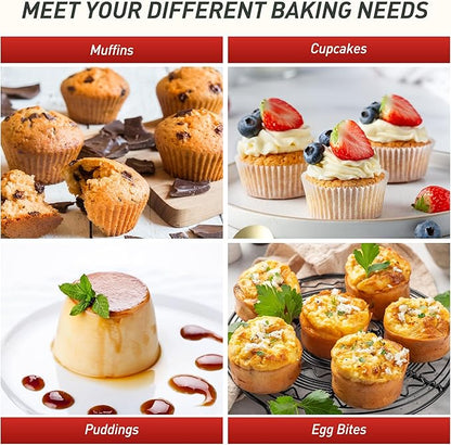 2 Pack 12 Cups Silicone Muffin Pan with Metal Reinforced Frame Regular Size Silicone Molds Cupcake Cake Baking Pans Cookie Baking Chocoflan Cupcake Mold Muffin Tray Dishwasher Safe BPA Free