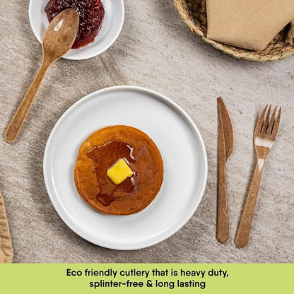 100% Biodegradable Cutlery Made of Vegetable Fibers, 300 PCS of 6.7” Long Heavy-Duty and Splinter Free Eco-Friendly Spoons, Forks & Knives, Perfect Sustainable Cutlery by The Veggie Straws