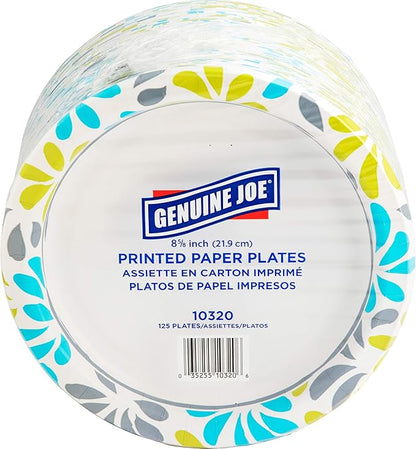 Genuine Joe Printed Paper Plates, 9" (Pack of 500)