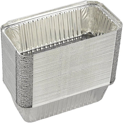 Juvale 50 Pack Aluminum Foil 2 lb Disposable Loaf Pans With Lids for Baking Bread, Heating, Storing Food (32oz, 8.5 x 4.5 In)