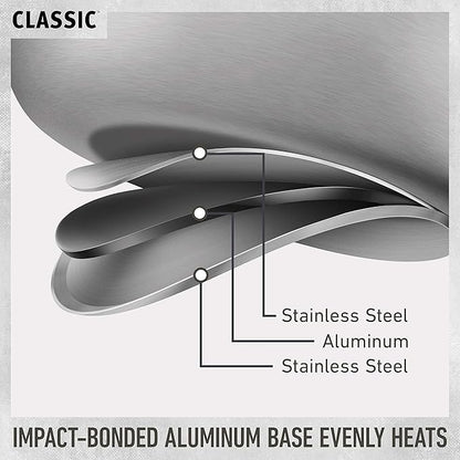 Calphalon Classic Stainless Steel Cookware Set, 10-Piece, Impact-Bonded Aluminum Base, Stay-Cool Handles