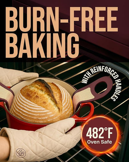 Pro Silicone Bread Sling 2 Pcs - 9in set of 2 Round 482F Heat Resistant Dough Lifter, Non-Stick Dutch Oven Liners, Long Handles, Reusable Sourdough Bread Baking Supplies, Sourdough Gifts