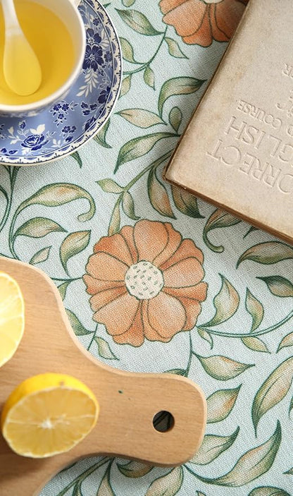 patdrea Designer French Linen Blue Tablecloth for Rectangle Table,Vintage Floral Table Cloth,Colorful Decoration Fall Cover Kitchen Dining for Thanksgiving,Tea Party,Christmas,55"x87"-Wensel