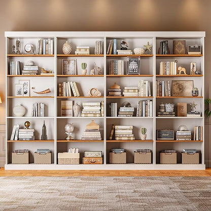 70.8" Tall Farmhouse Kitchen Pantry Cabinet, Modular Storage Cabinet with 6-Tier Adjustable Shelves, White, Wooden Hutch for Living Room, Kitchen, Set of 4