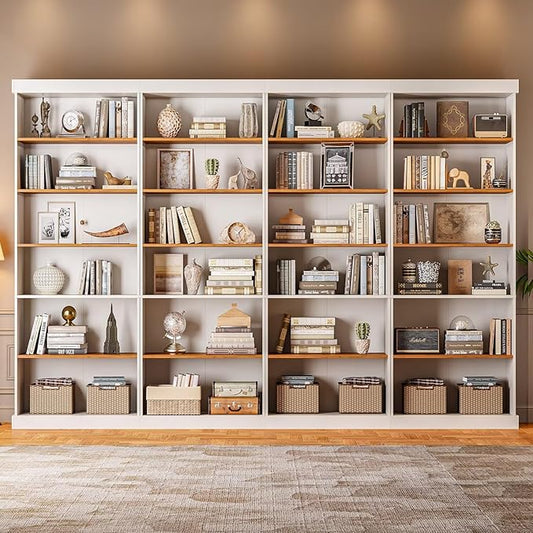 70.8" Tall Farmhouse Kitchen Pantry Cabinet, Modular Storage Cabinet with 6-Tier Adjustable Shelves, White, Wooden Hutch for Living Room, Kitchen, Set of 4