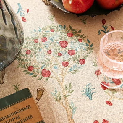 patdrea Designer Linen Beige Round Tablecloth,Vintage Italian Trees Pattern Table Cloth,Decoration Table Cover Cloth for Kitchen Dining Christmas,Tea Party,Thanksgiving,Diameter 67"-Tatiana a