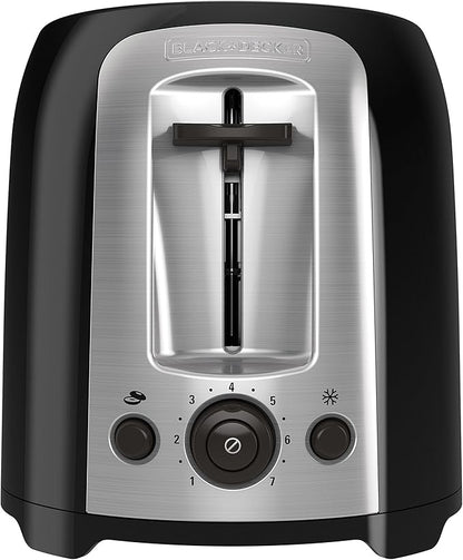 BLACK+DECKER 2-Slice Toaster, TR1278BD, Extra Wide Slots, 7 Shade Settings, 850 Watts, Frozen and Bagel Buttons