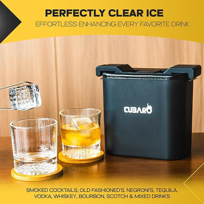2.4" Patterned Clear Ice Cube Maker – Premium Textured Square Ice Mold with Hard Shell Case & Bonus Freezer Bag – Crystal Clear Ice with Lattice Detail for Whiskey & Cocktails
